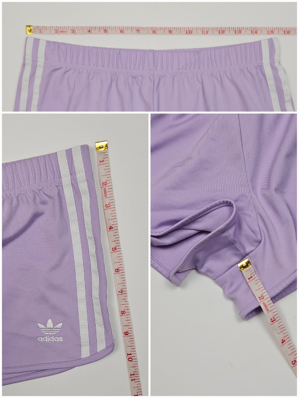 Adidas Originals Trefoil 3-Stripe Lilac Shorts Women's Medium - Picture 5 of 5